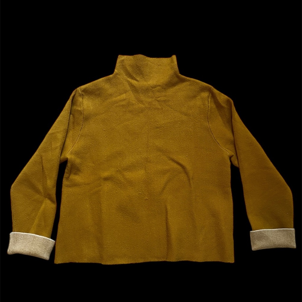 Tahari Mustard Viscose Blend Mock Neck